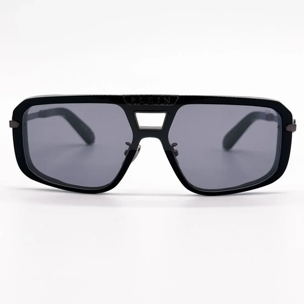 NEW PHILIPP PLEIN SUNGLASSES SPP008M 700X SHIELD BLACK MEN EYEWEAR PHILIPP PLEI